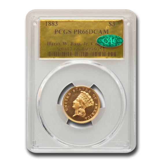1883 $3 Gold Princess PR-66 PCGS DCAM CAC 1883 $3 Gold Princess PR-66 PCGS DCAM CAC